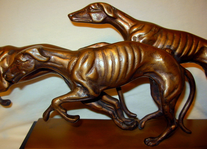 Beautiful and Rare 3 Greyhounds Racing Bronze Sculpture/Statue eBay