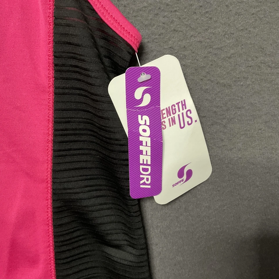 Camiseta sin mangas atlética Soffe Dri Racerback colorblock rosa absorbente de humedad S nueva con etiquetas Foto 3 de 4