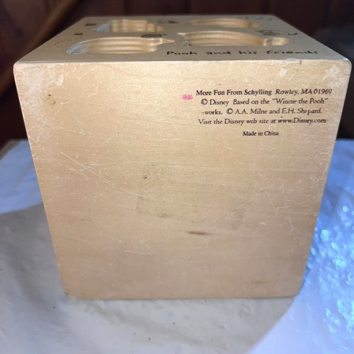 SCHYLLING Classic WINNIE THE POOH Wooden Shape Sorting Cube w/ 13 Figures Rare - Picture 7 of 12