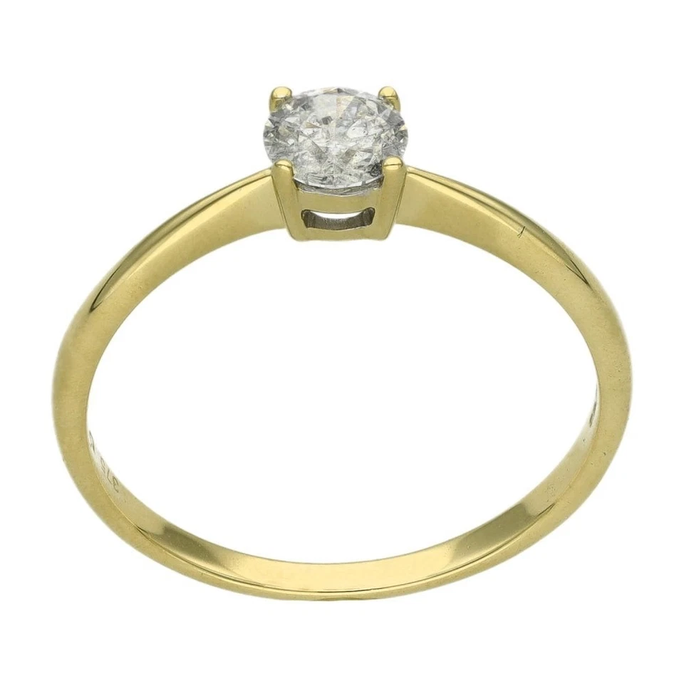 Anillo de compromiso solitario de diamantes de oro amarillo de 9 quilates para dama Foto 3 de 4