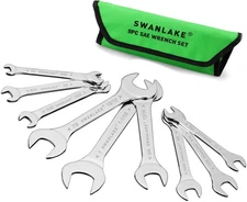 SWANLAKE 9-piece Super-Thin Open End Wrench Set Carbon Steel SAE Size 1/4"-1-...