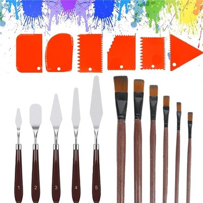 17-teiliges Pinselset Acryl Öl Gouache Nylon Edelstahl Kunststoff