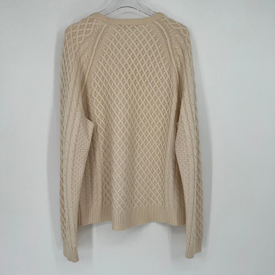 Suéter Vince Lana Cachemira Para Hombres XL Pescador Tejido Crema Preppy Costero Clásico Foto 2 de 4