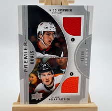 2017-18 Upper Deck Premier Duals Nico Hischier Nolan Patrick Jersey Card 81/99