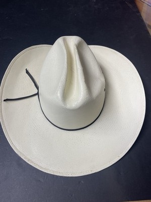 Vtg USA MADE Summit Hat Western Cowboy Cowgirl Canvas 7 5/8 Houston Texas Ivory
