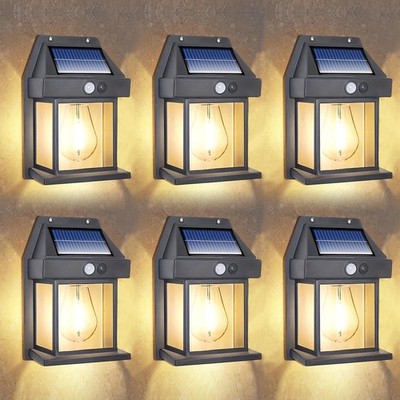 Solar Wall Lights Outdoor Dusk to Dawn Porch Light PIR Motion Sensor Garden Lamp