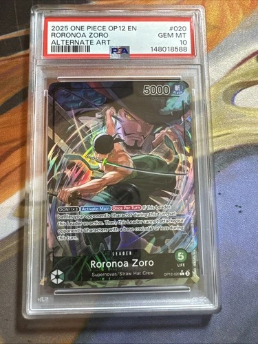 2025 ONE PIECE OP12-LEGACY OF THE MASTER ALTERNATE ART #020 RORONOA ZORO PSA 10