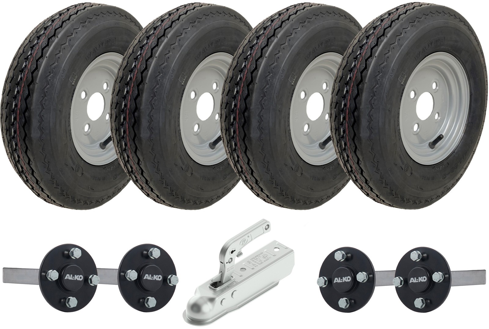 4.80/4.00-8 Twin Axle Trailer Kit High Speed Road Legal Wheels, Axles & Hitch - Image 2