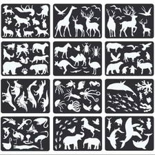 12PCS Animal Plastic Stencils Reusable Journaling Drawing Template for Children