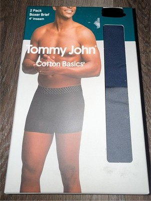 Tommy John ~ 2-Pair Mens Boxer Brief Underwear Cotton Blend 4'' Inseam ~ L