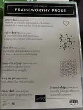 Stampin Up Praiseworthy Prose Rubber Cling Stamp Set