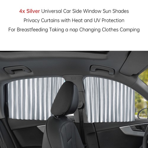 4x Universal Car Side Window Sun Shades Silver For Breast feeding Taking a nap U