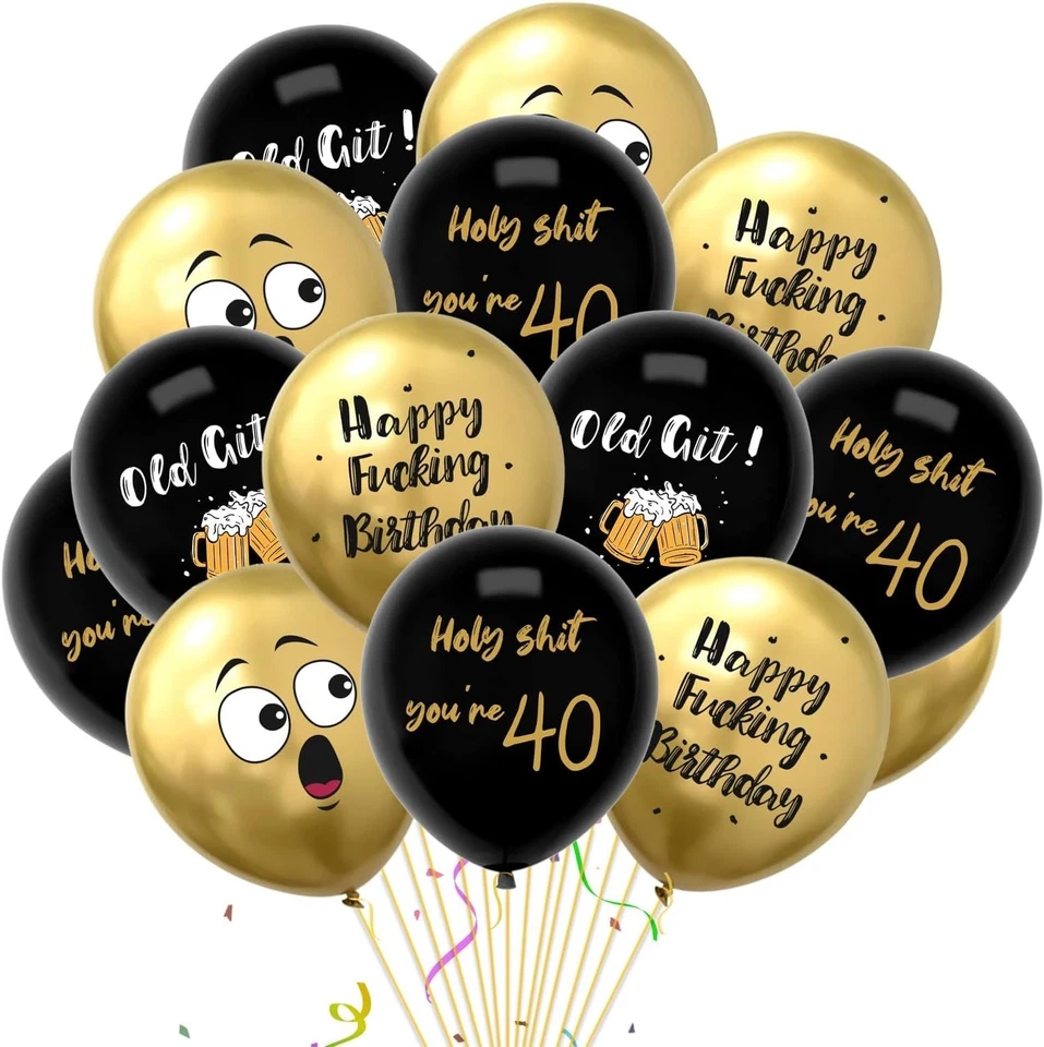 BRANDED Rude and Funny 50th Birthday Balloon，Topeedy 12inch Gold and Black Birthday