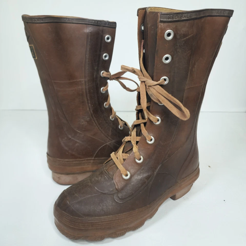 Vintage Red Ball Insulated Rubber Hunting Boots VAC Pac Thermo-Ply Brown Size 9 - Image 3 of 4