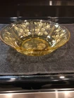 VTG Federal Glass Sharon Cabbage Rose Yellow Amber Salad Serving Bowl 10.25”