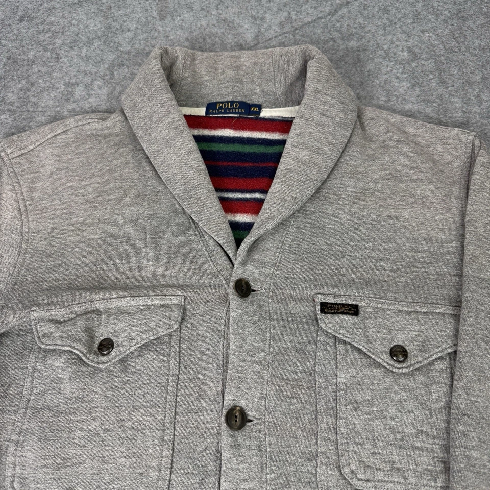 Polo Ralph Lauren Cardigan Mens XXL Grey Aztec Utility Navajo Sportsman Sweater - Image 2 of 4