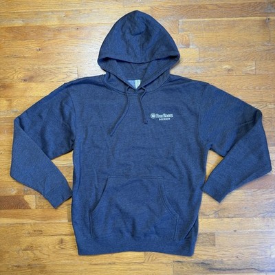Four Roses Bourbon Hoodie Sweatshirt Mens L Gray Pocket Pullover Whiskey Logo