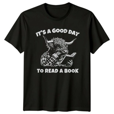 Its A Good Day To Read T-Shirt Highland Cow Buchliebhaber Weihnachten