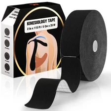 Kinesiology Tape Precut Bulk, 140 Strips for Muscle & Joint Support, Black