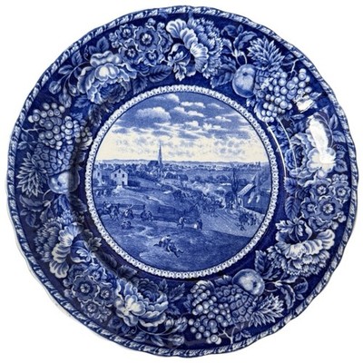 Antique Rowland Marsellus Blue Staffordshire Transferware Plate Retreat Concord