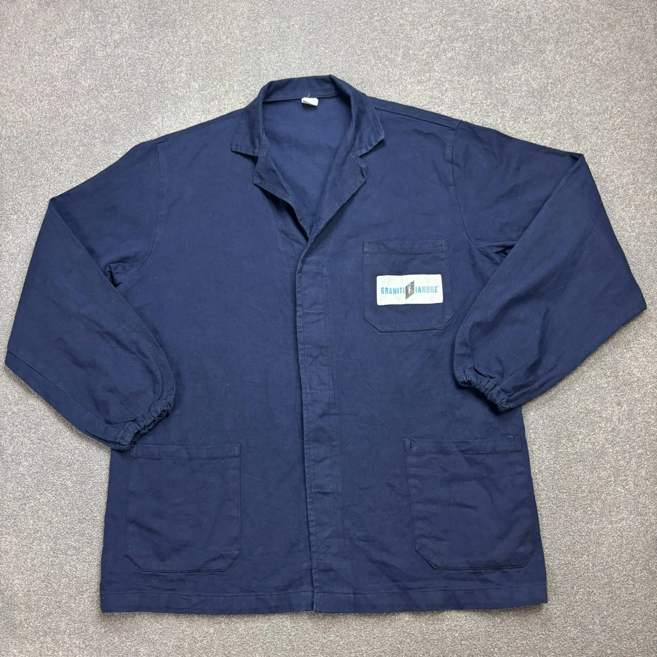 French Jacket Adult Large Blue VTG Chore Workwear Canvas Utility Outdoors Mens