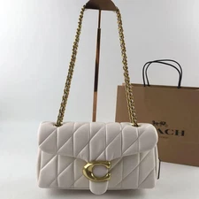 COACH Tabby 26 Quilted Shoulder Bag Leather White/Gold CP150 outlet