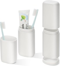 Travel Toothbrush and Tootaste Case, 1 Gray Toothbrush Holder and Rinse