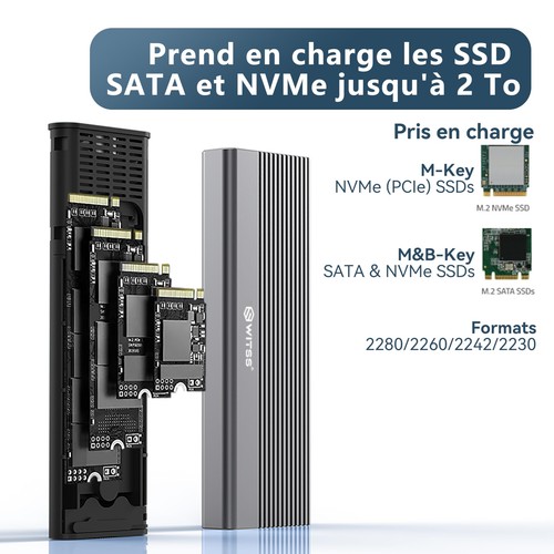 Boîtier SSD M.2 avec dissipateur Thermique Compatible NVMe PCI-E et SATA NGFF... - Afbeelding 4 van 7