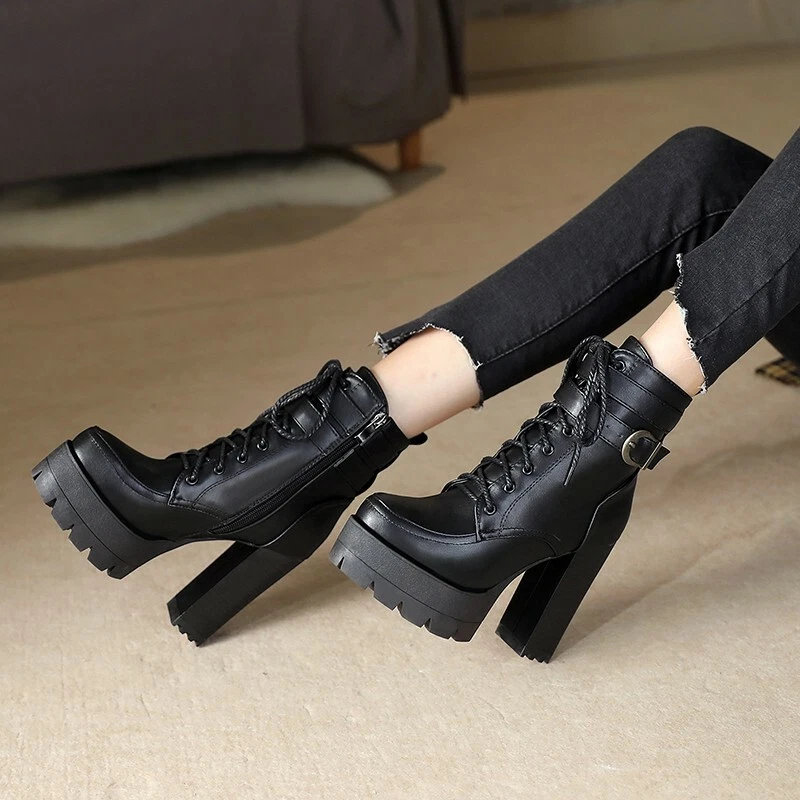 Ankle boots lace hotsell up heel platform pumps