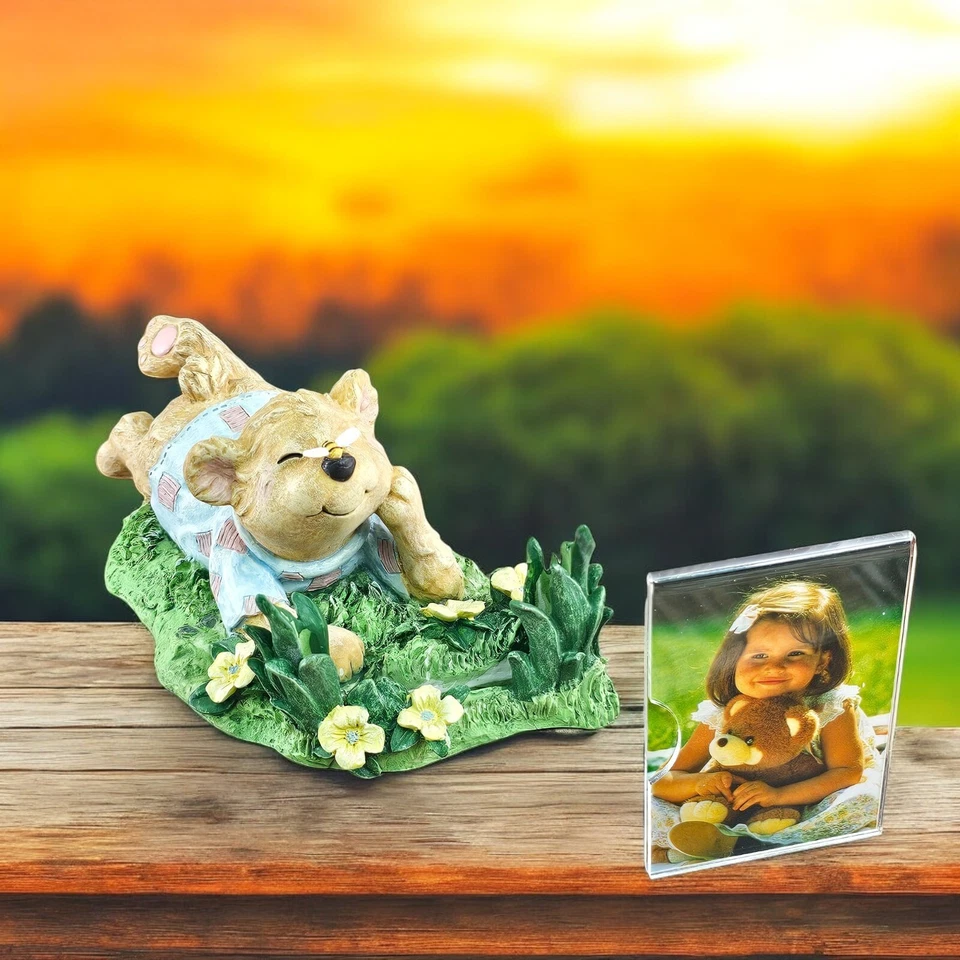 复古 Burnes 婴儿照片相框 树脂 懒人 蜂蜜 熊 花园 — 第 3/4 张图片