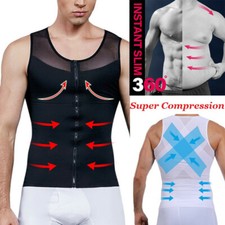 Men's Zipper Body Shaper Toning T-Shirt Ultra Durable Vest Compression Underwear