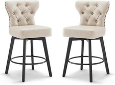 Counter Height Barstools 26 inch Upholstered Button Tufted Swivel Bar Stools