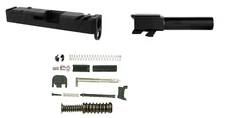 Glock 26 9mm Slide RMR Cut W/Cover Plate + Barrel + Slide Upper Parts Kit, Black