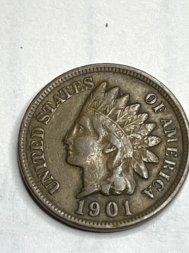 1901 Indian Head Cent Penny, 1c Bronze, (VF) Very Fine, Liberty -Collectible #2