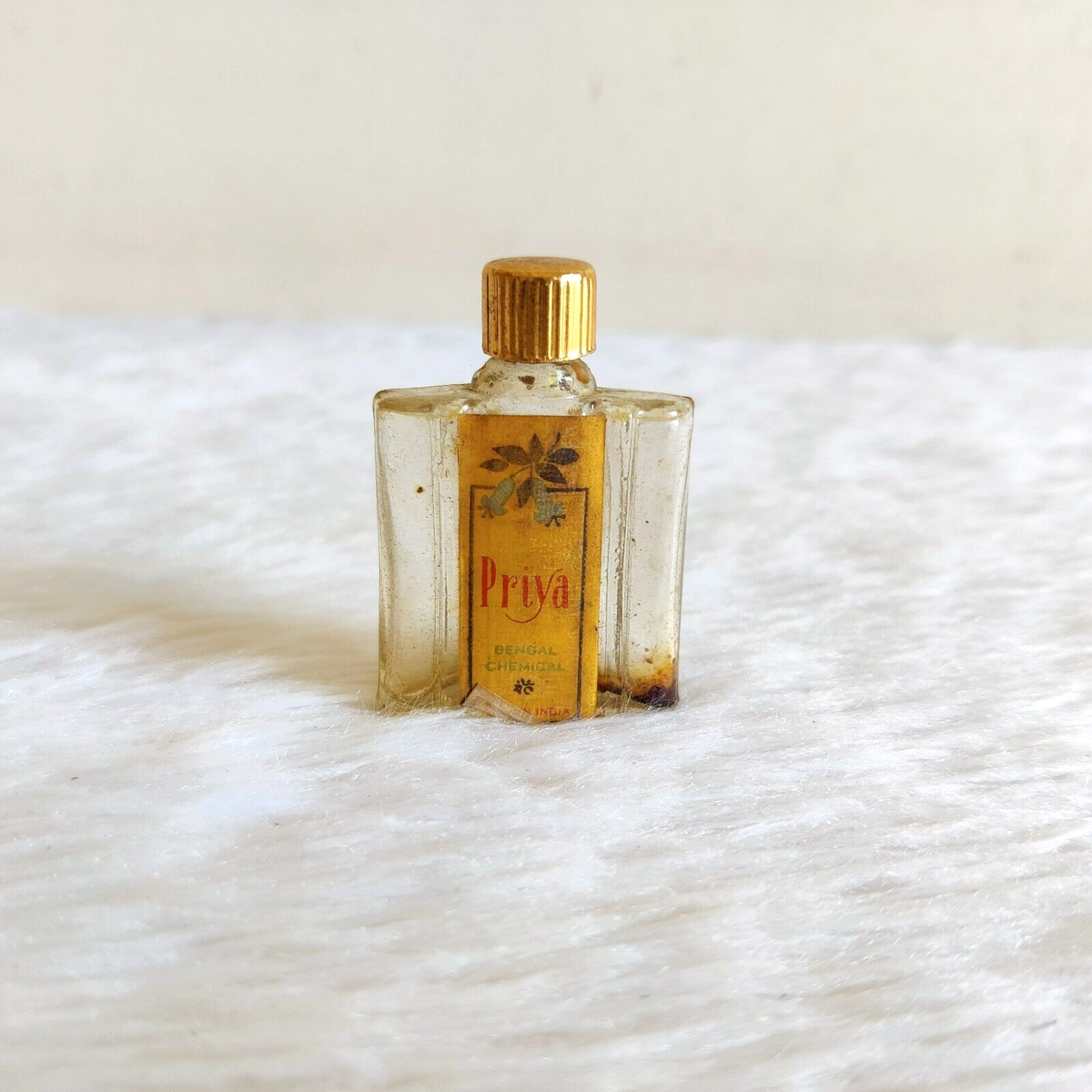 1960s Vintage Bengal Chemical Priya Perfume Glass Bottle Original