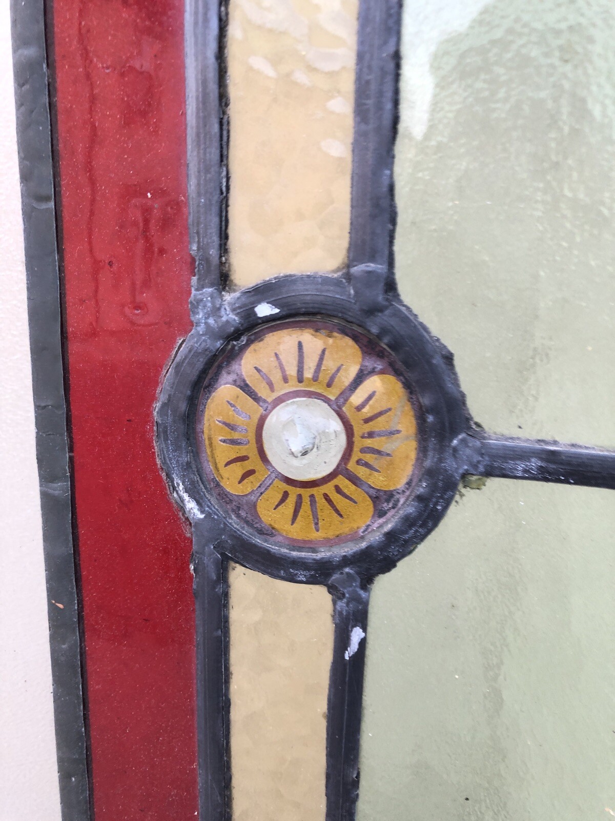 BEAUTIFUL ARCHITECTURAL ANTIQUE STAINED GLASS LEADED GLASS DOOR WITH