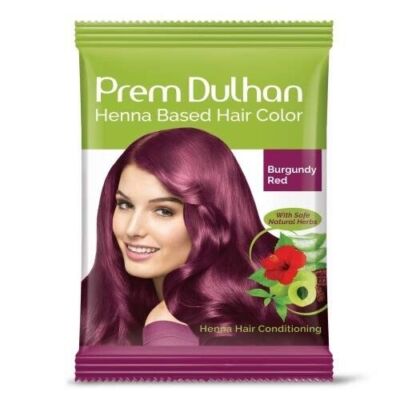 Prem Green Dulhan Burgundy Red Henna Based Hair Color, 10 g (Pack of 10)