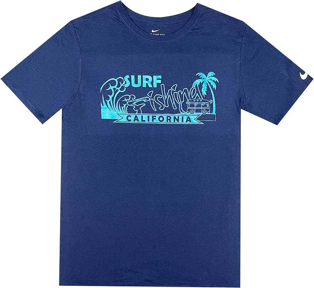 LUCKY CRAFT SURF FISHING CALIFORNIA T-Shirts - Blue & Light Blue Size XL .