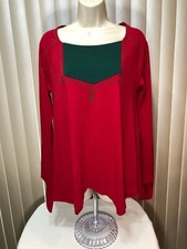 Coline Holiday Costume Long Sleeve Top XL Pointed Angled Hem Red Green TS13430