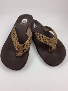 leopard print yellow box flip flops