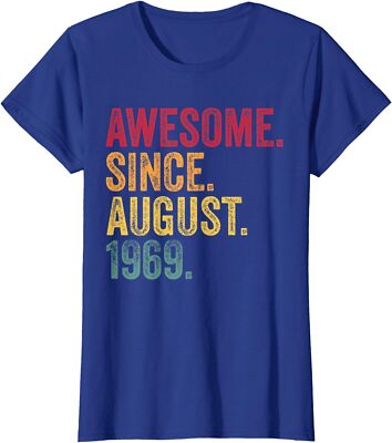 Awesome Since August 1969 Cool Birthday Gift Vintage Ladies' Crewneck T-Shirt