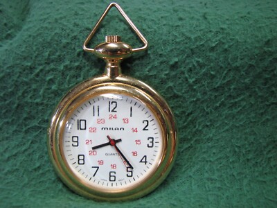 Vintage MILAN Quartz Pocket Watch Gold Plated MLN 1002 PC2 Needs
