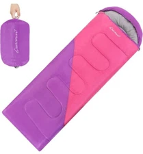Clostnature Sleeping Bag for Adults and Kids Lightweight Camping  Purple/Pink 