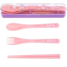 Little Twin Stars Flatware Cutlery Set 7.3"Fork Spoon Chopsticks Utensils Case
