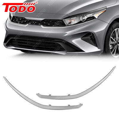 Fits 2022-2024 Kia Forte Front Grille Molding Trim Nickle Pearl Chrome Pair