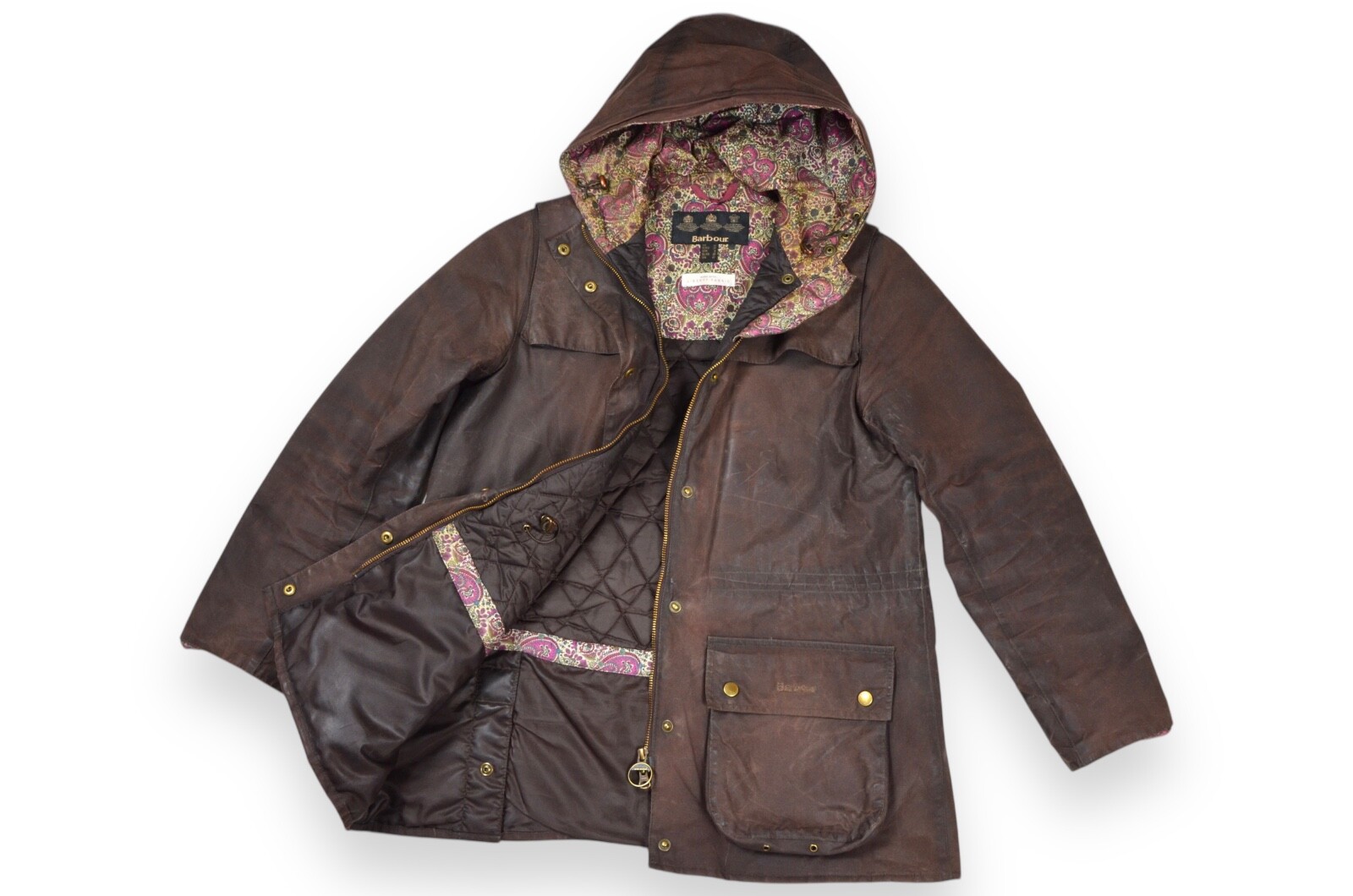 Women's Barbour Blaise Wax Brown Hooded Jacket Size 12 Made in England