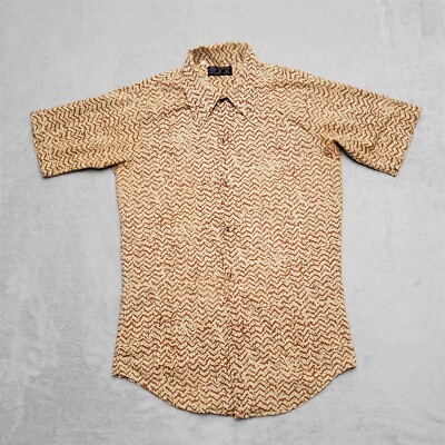Vintage Put On Shop Shirt Mens 20 14.4 Brown Animal Print Sears Roebuck Dad