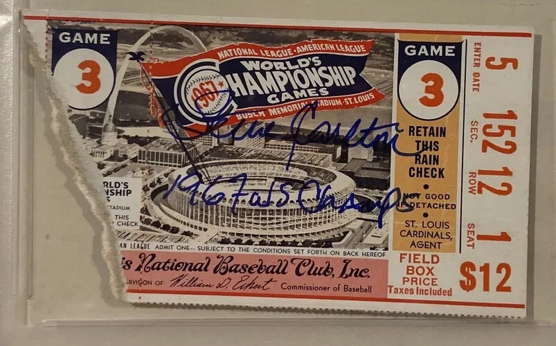 Steve Carlton Baseball 1967 World Series Game 3 Ticket Signed PSA/DNA 10 HOF - Image 4 of 4
