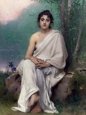 MEDITATION L. Perrault girl lake Tile Mural Bathroom Backsplash Marble Ceramic