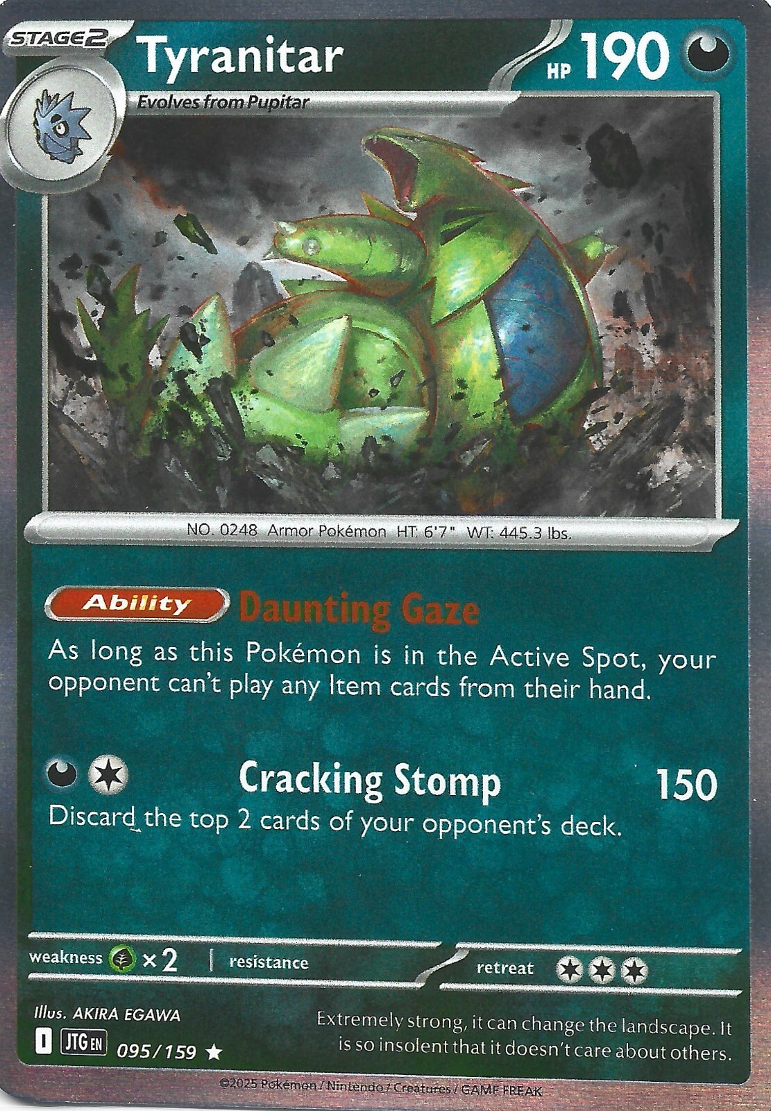 Pokemon TCG Card - Tyranitar 095/159 Holo | Journey Together JTG | NM/M